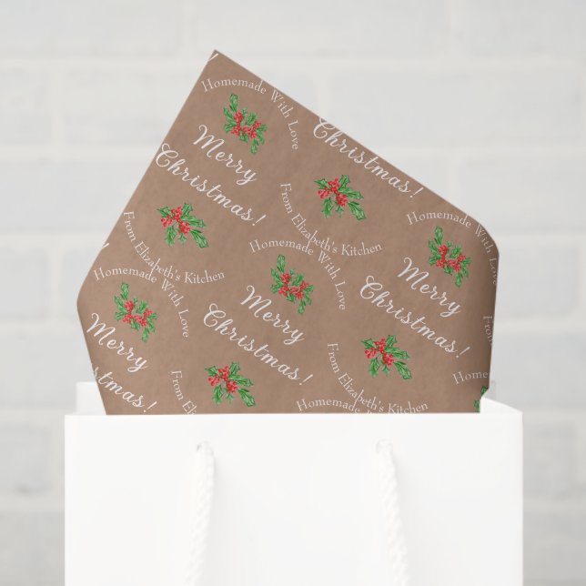 Editable Holiday Baking Gift Brown Merry Christmas Tissue Paper (Gift Bag)