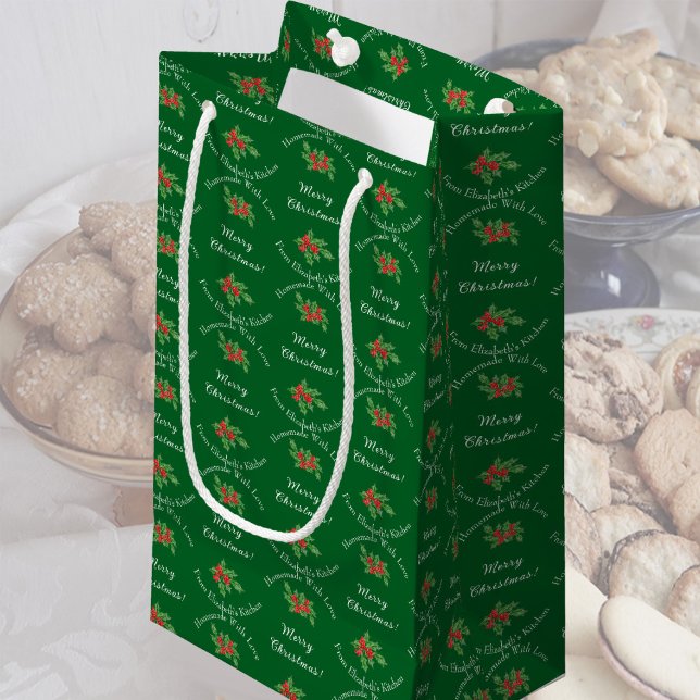 Editable Holiday Baking Gift Green Merry Christmas Small Gift Bag (Creator Uploaded)