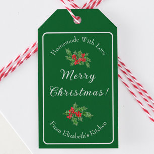 Editable Holiday Baking Gift Green Merry Christmas Tags