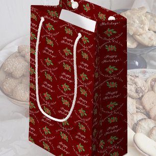 Editable Holiday Baking Gift Red Happy Holidays Small Gift Bag