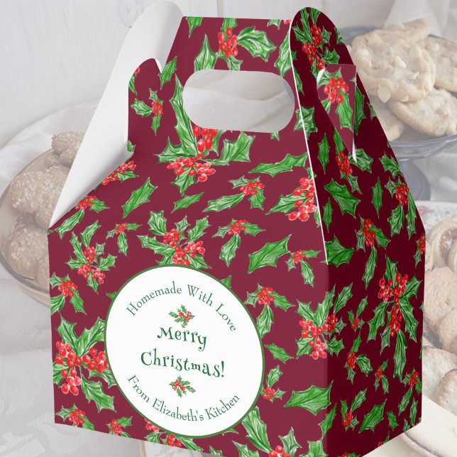 Editable Holiday Baking Gift Red Merry Christmas Favor Boxes (Creator Uploaded)