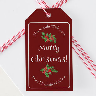 Editable Holiday Baking Gift Red Merry Christmas Tags