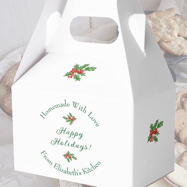 Editable Holiday Baking Gift White Happy Holidays! Favor Boxes (Creator Uploaded)