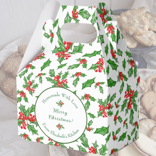 Editable Holiday Baking Gift White Merry Christmas Favor Boxes (Creator Uploaded)