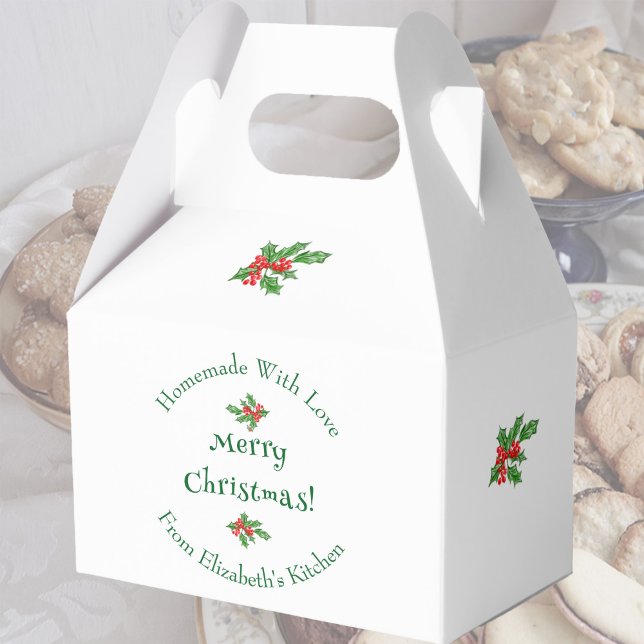 Editable Holiday Baking Gift White Merry Christmas Favor Boxes (Creator Uploaded)