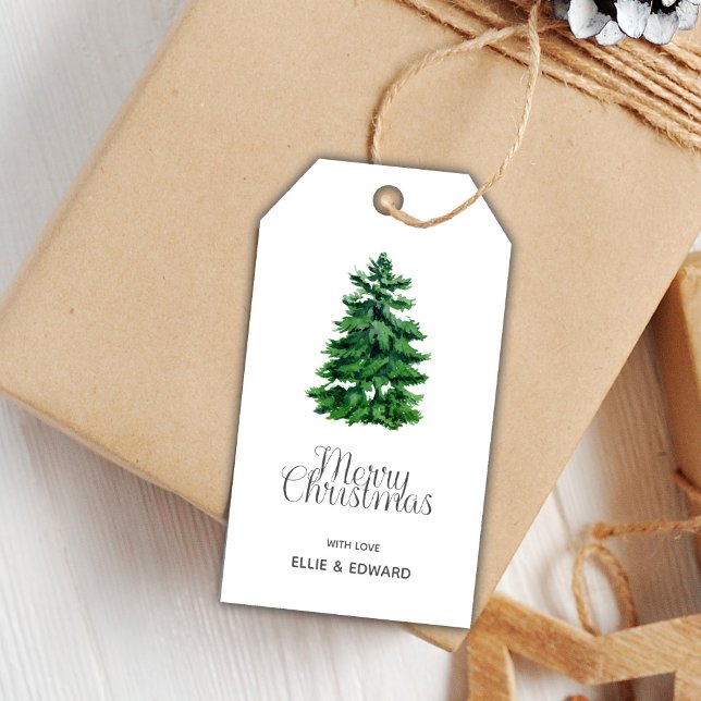 Editable Holiday Favor & Present Labels (Green Christmas Gift Tags)
