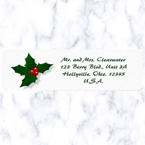 Editable Holly Christmas  Label