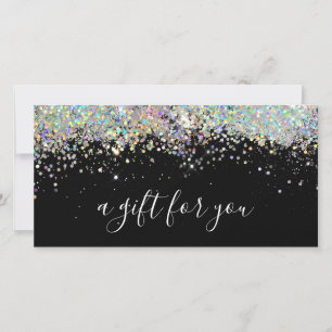 Editable Holographic Glitter Black Gift Certificat