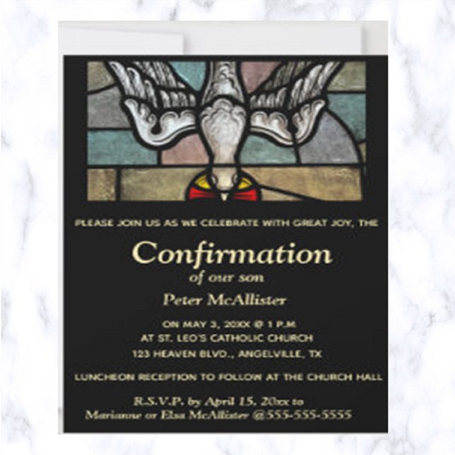Editable Holy Spirit Religious Event Stained Glass Invitation (This is a beautiful invitation card for your religious event!)