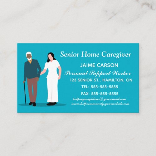 Editable Home Care and Personal Nursing Services  Business Card