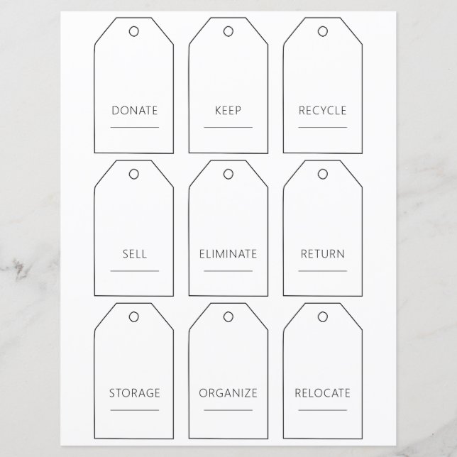 Editable Home Decluttering Tag Set (Front)