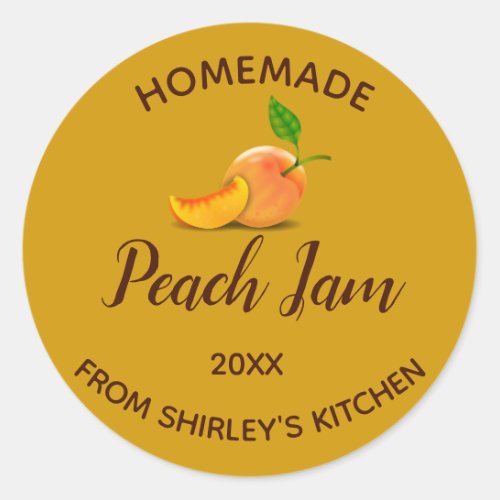 Editable Homemade Peach Jam Classic Round Sticker