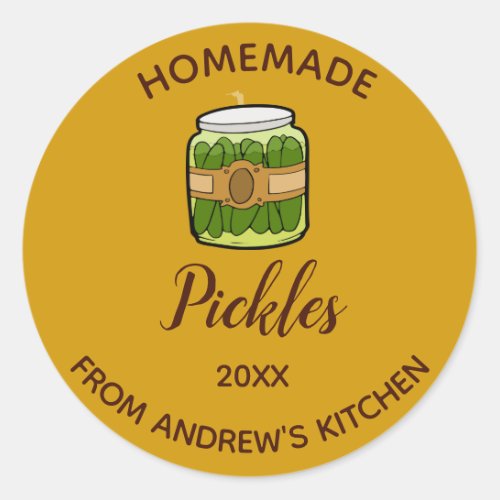 Editable Homemade Pickles Classic Round Sticker