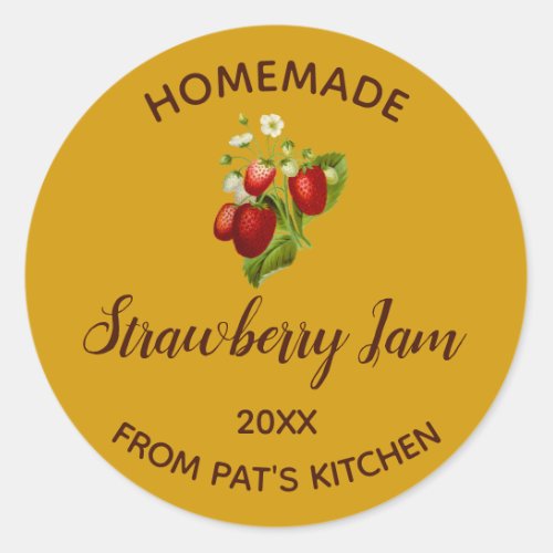 Editable Homemade Strawberry Jam Classic Round Sticker