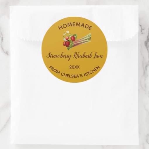 Editable Homemade Strawberry Rhubarb Jam Classic Round Sticker Zazzle 6377