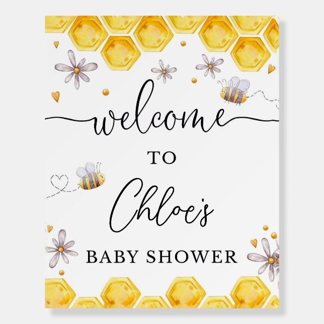 Editable Honey Bee Baby Shower Welcome Sign,Sweet  Foam Board (Front)