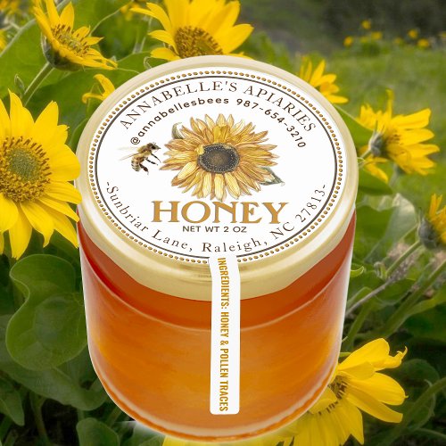 Editable Honey Ingredients Jar Lid Security Label 