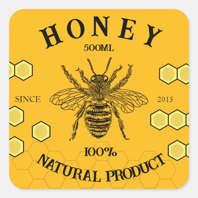 Editable Honey Jar Label Sticker (Front)