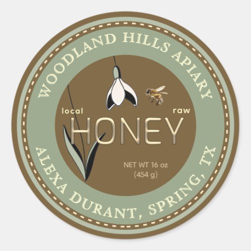 Editable Honey Label Spring Flower Snowdrop 