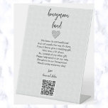 Editable Honeymoon Fund QR Code Pedestal Sign<br><div class="desc">This editable pedestal sign features the editable information for a honey moon fund, a designed heart and an editable QR code against a neutral background. The text is editable so go ahead and change the details as well as the font size, style and colour. The QR code can be changed...</div>