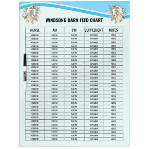 Editable Horse Barn Feed Chart Equine Care Chart D Dry Erase Board