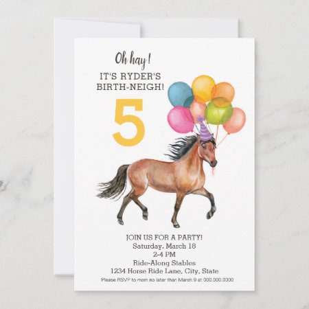 Editable Horse Birthday Invitation // Rainbow