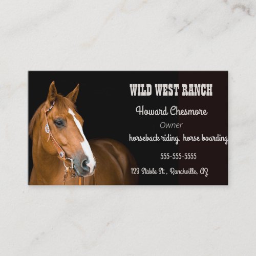 Editable Horse Stable Ranch Business Card