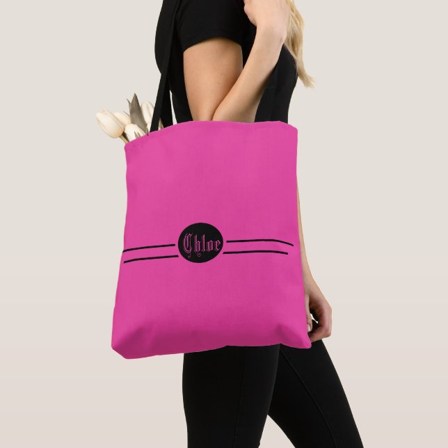 Editable Hot Pink Tote Bag (Close Up)