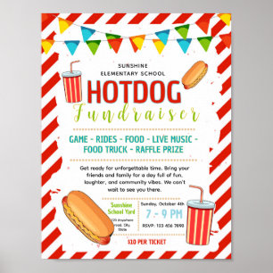 Editable hotdog fundraiser flyer poster