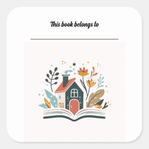 Editable House and Book Square Sticker