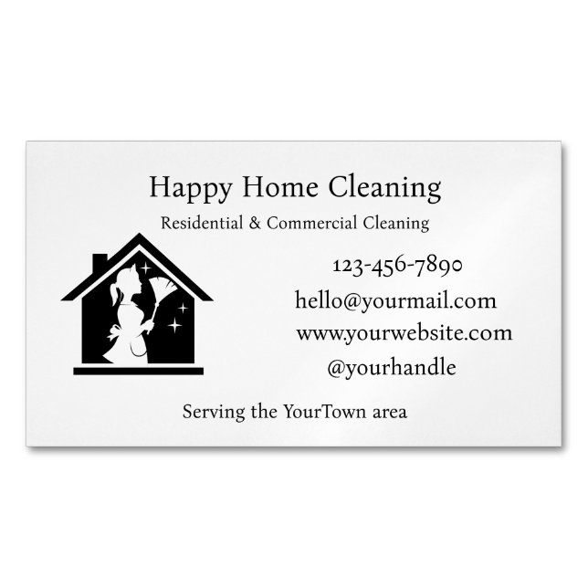 Editable House Cleaning Business Card  (Front)