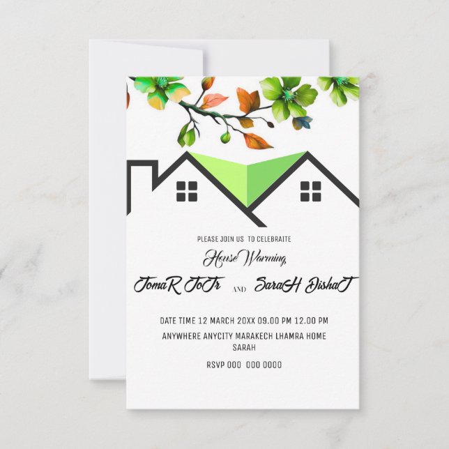 Editable House Warming Invitation, House Warming P RSVP Card (Front)