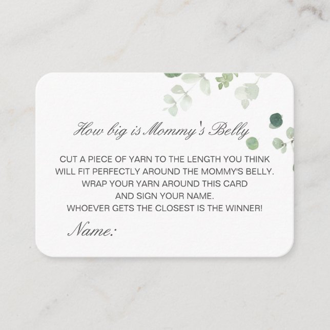 Editable How Big is Mommy's Belly Card (Front)