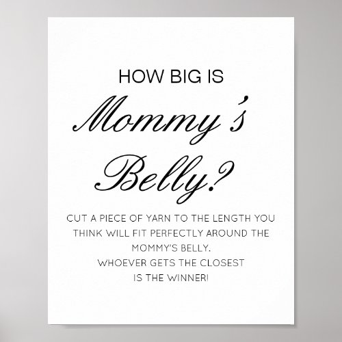 Editable How Big is Mommys Belly Game Poster