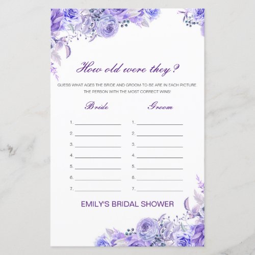 Editable How old were they Bridal Shower Game