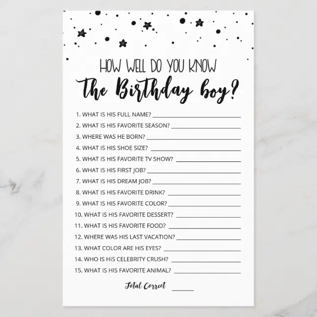 Editable how well do you know the birthday boy zazzle