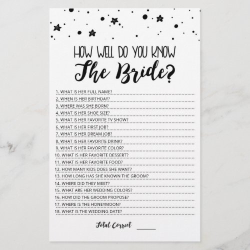 Editable How well do you know the Bride game