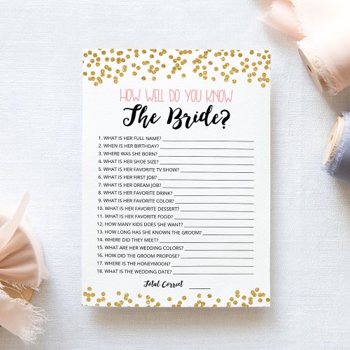 Editable How well do you know the Bride game Card