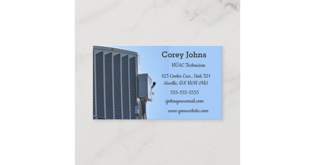 Editable HVAC Technician Business Card Zazzle