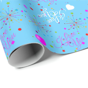 Editable I Love You on LIGHT BLUE or your Color Wrapping Paper