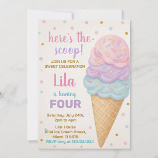 Editable Ice Cream Birthday Invitation