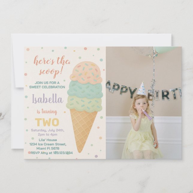 Editable Ice Cream Birthday Invitation (Front)