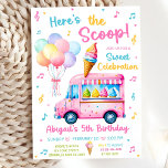 Editable Ice Cream Truck Birthday Invitation, Ice  Invitation