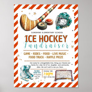 Editable ice hockey Fundraiser Flyer Poster
