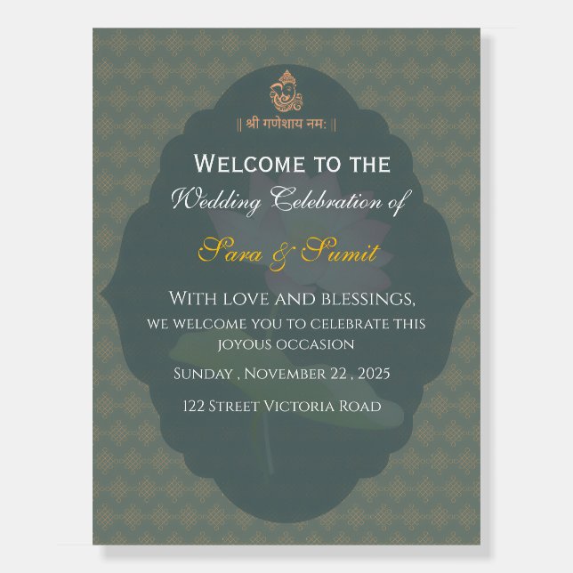 Editable Indian Wedding Welcome Sign (Front)