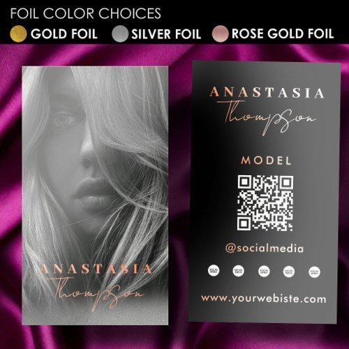 Editable Influencer Content Creator Rose Gold Foil Business Cards
