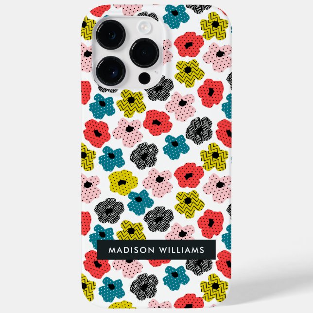 Editable inscription Flowers Minimalist  Case-Mate iPhone Case (Back)