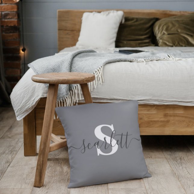 Editable Inscription Name Personalized Color Throw Pillow (Creator Uploaded)