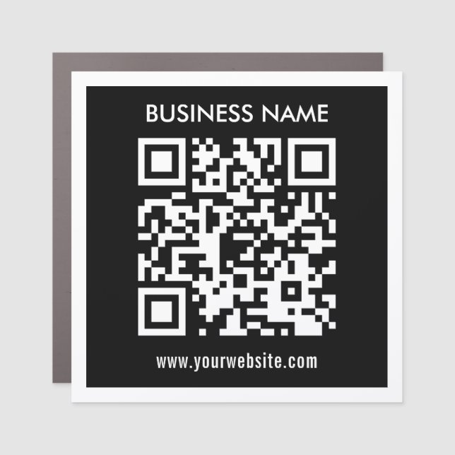 Editable (instantly generated) QR code | Black Car Magnet (Front)