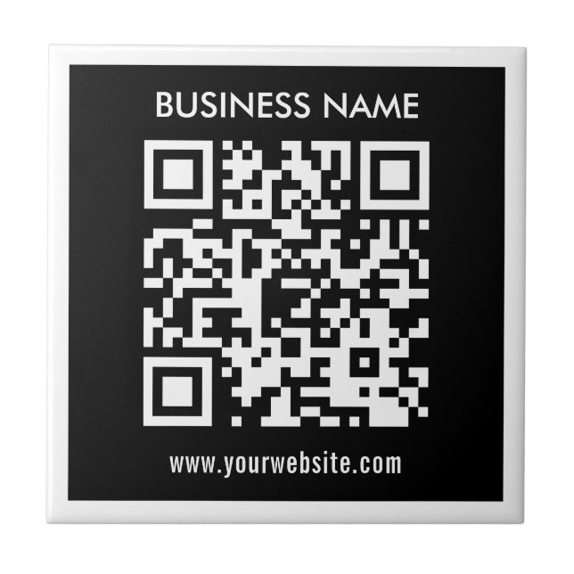 Editable (instantly generated) QR code | Black Ceramic Tile (Front)